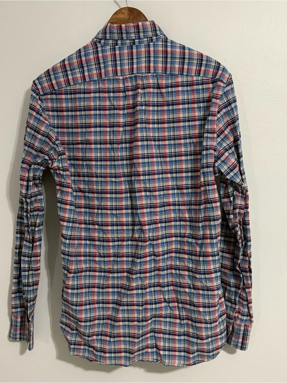 The Broken- In Oxford by J Crew Slim Men's Plaid Red & Blue Button Down Medium